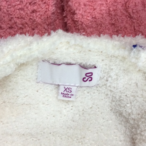 SO XS stripe color block chenille long sleeve soft hoodie sweater - Picture 6 of 7